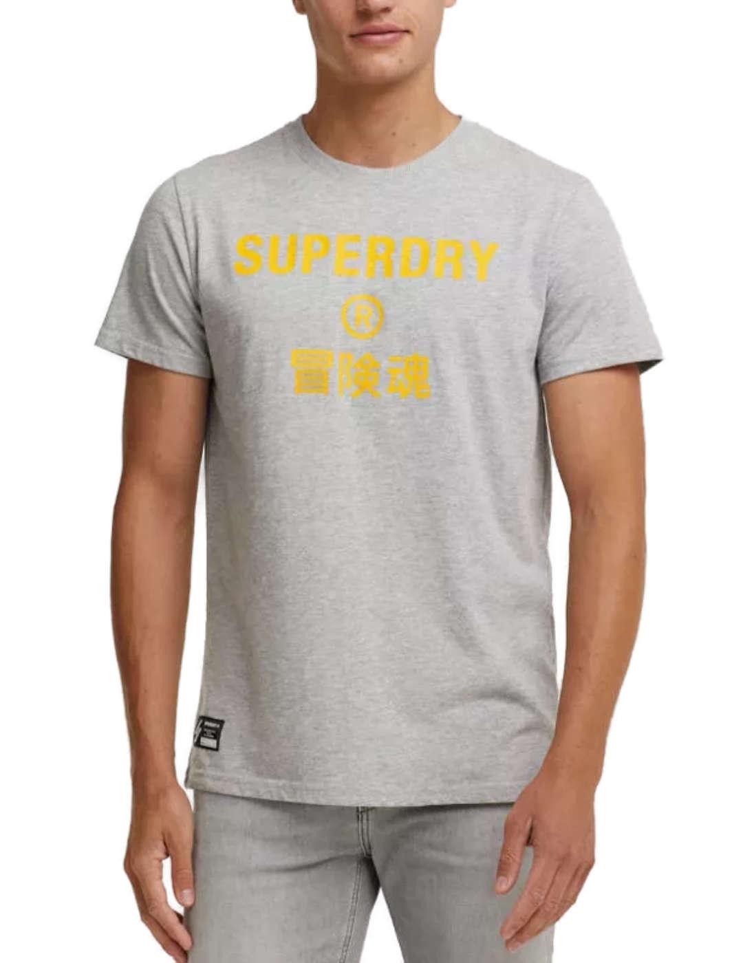 Camiseta Supedry Corporate logo gris para hombre-z