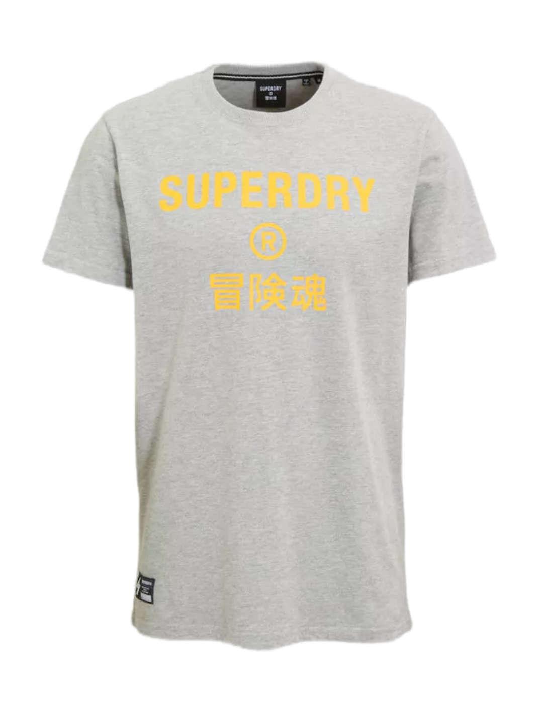 Camiseta Supedry Corporate logo gris para hombre-z