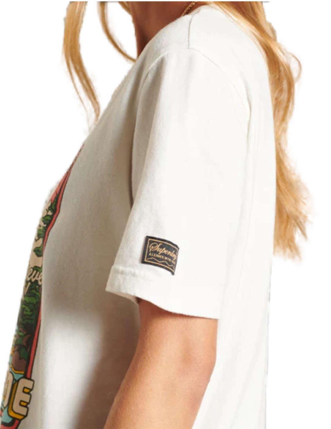 Camiseta Superdry Heritage blanca para mujer-z