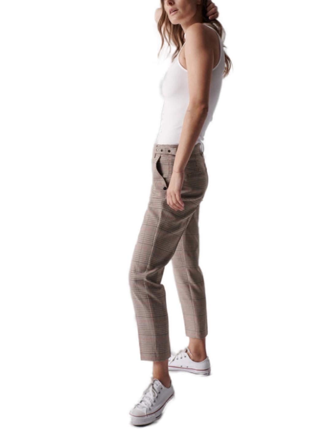 Pantalón chino Salsa cuadros para mujer-b