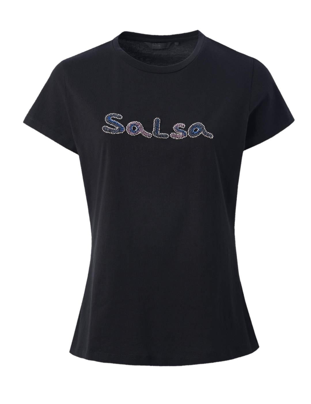Camiseta Salsa branding negra para mujer -b