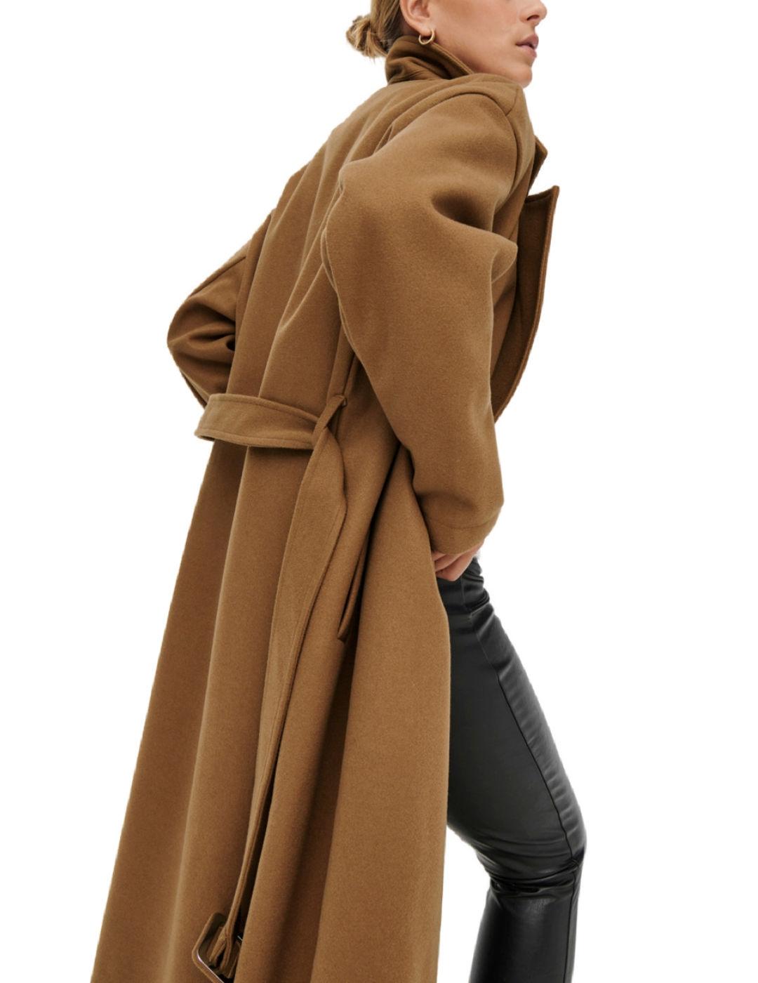 Abrigo Only Emma  largo camel para mujer-z
