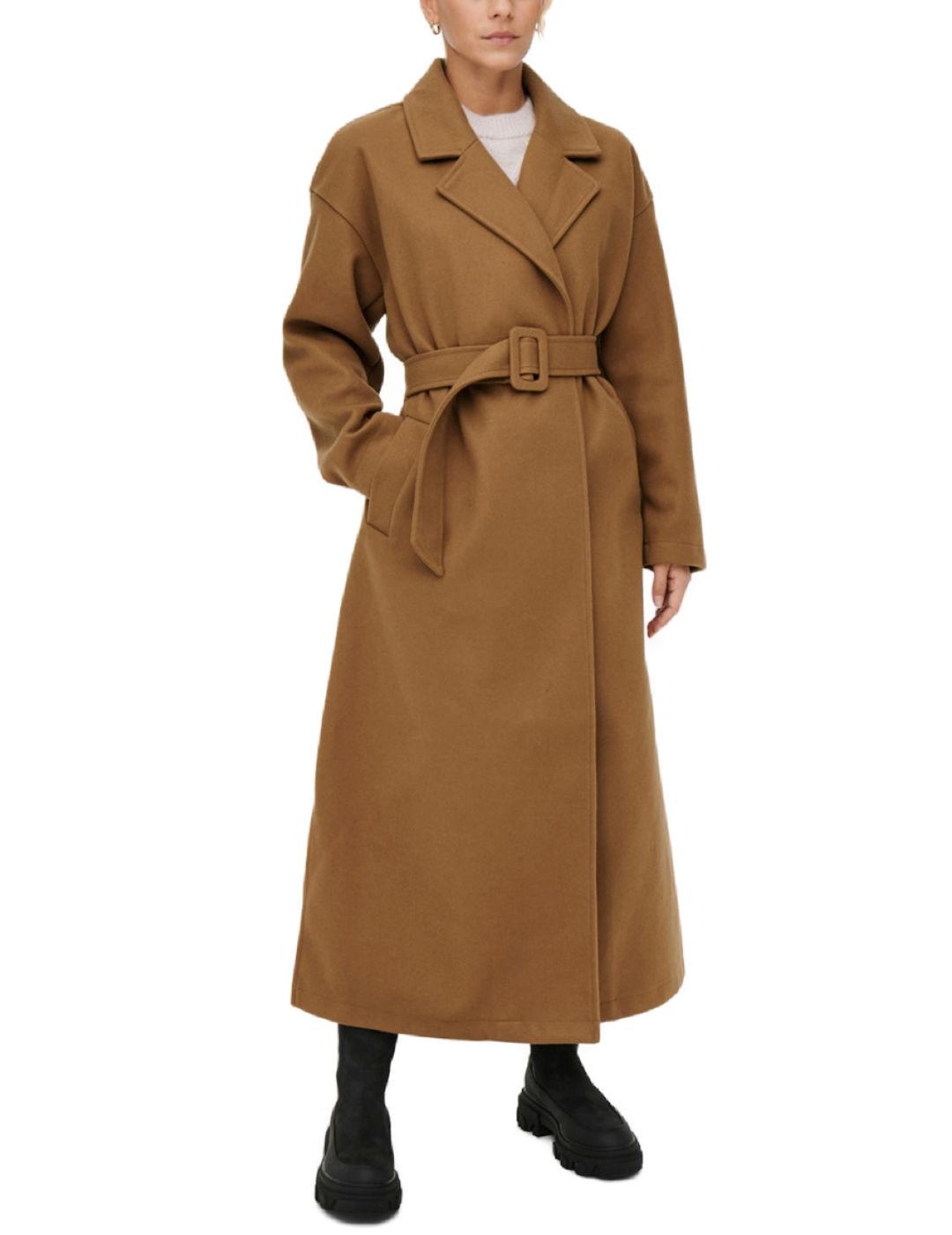 Abrigo Only Emma  largo camel para mujer-z
