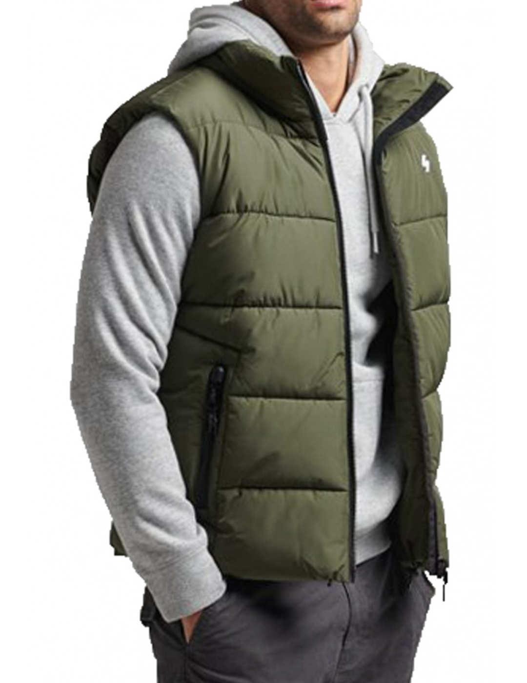 Chaleco Superdry acolchado verde para hombre-b