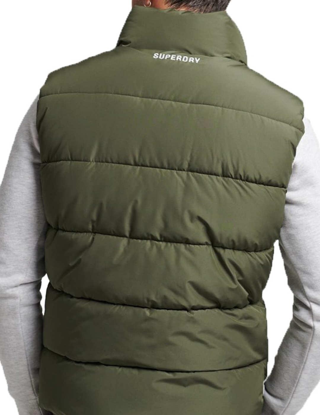 Chaleco Superdry acolchado verde para hombre-b