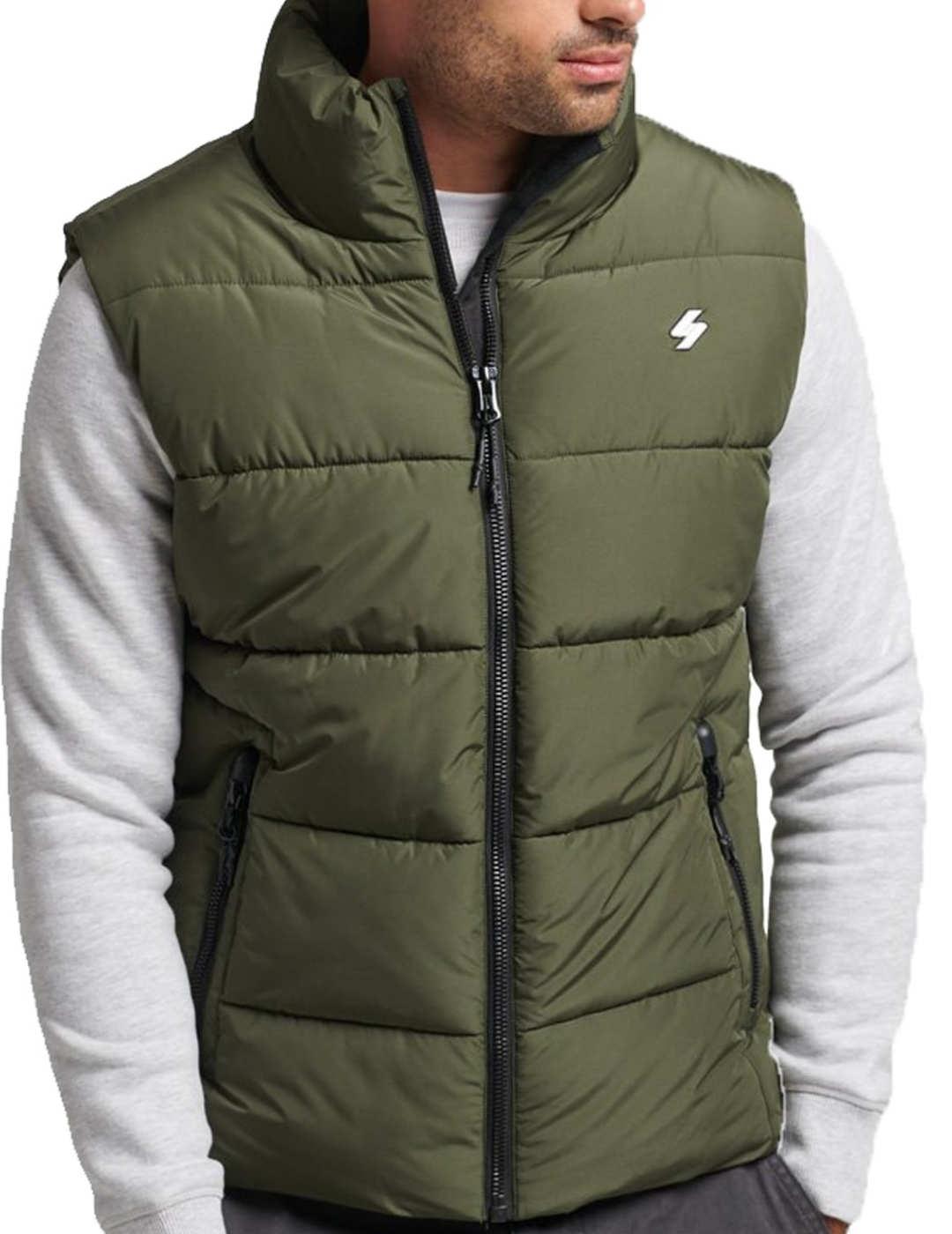 Chaleco Superdry acolchado verde para hombre-b