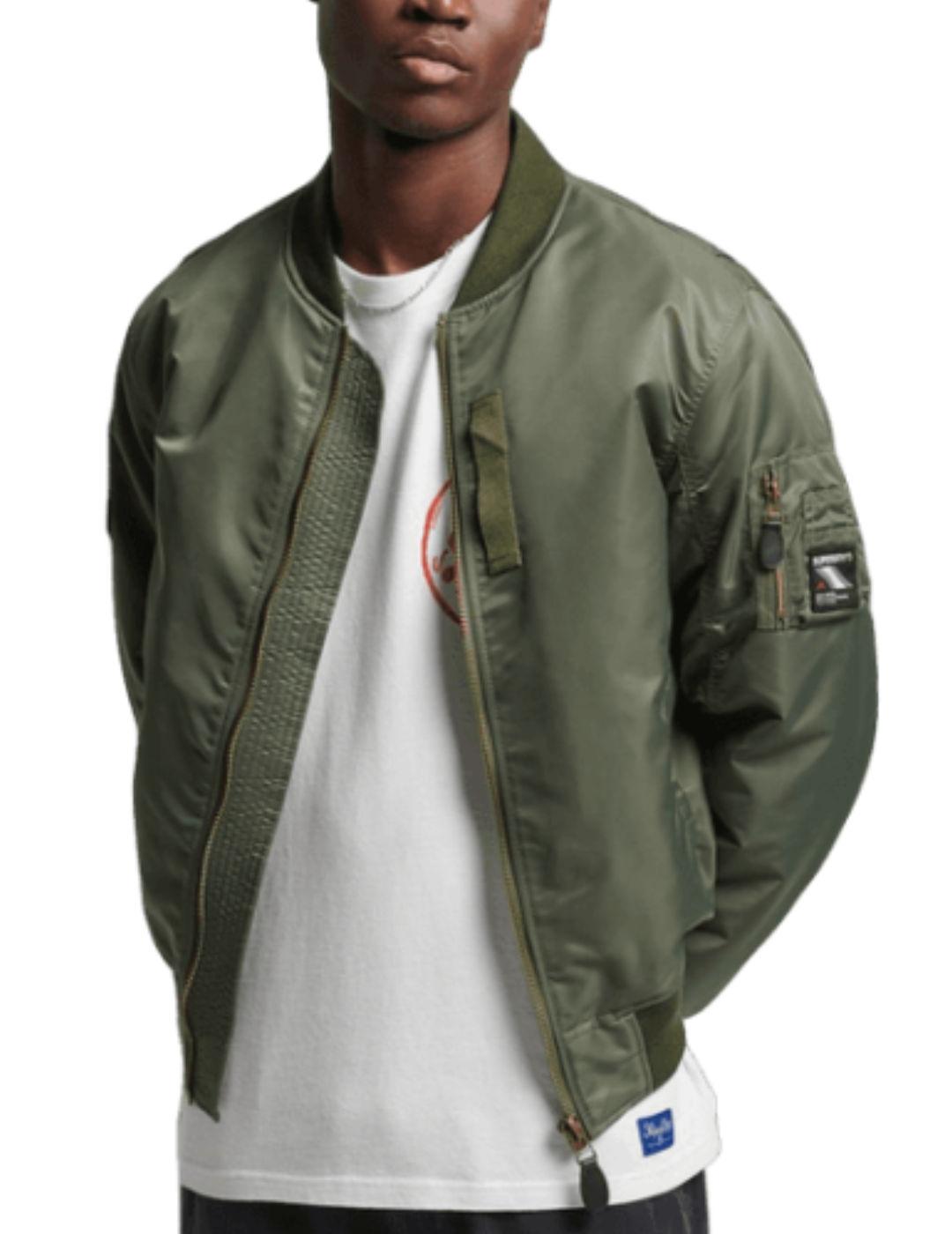 Bomber Superdry Vintage verde para hombre-b