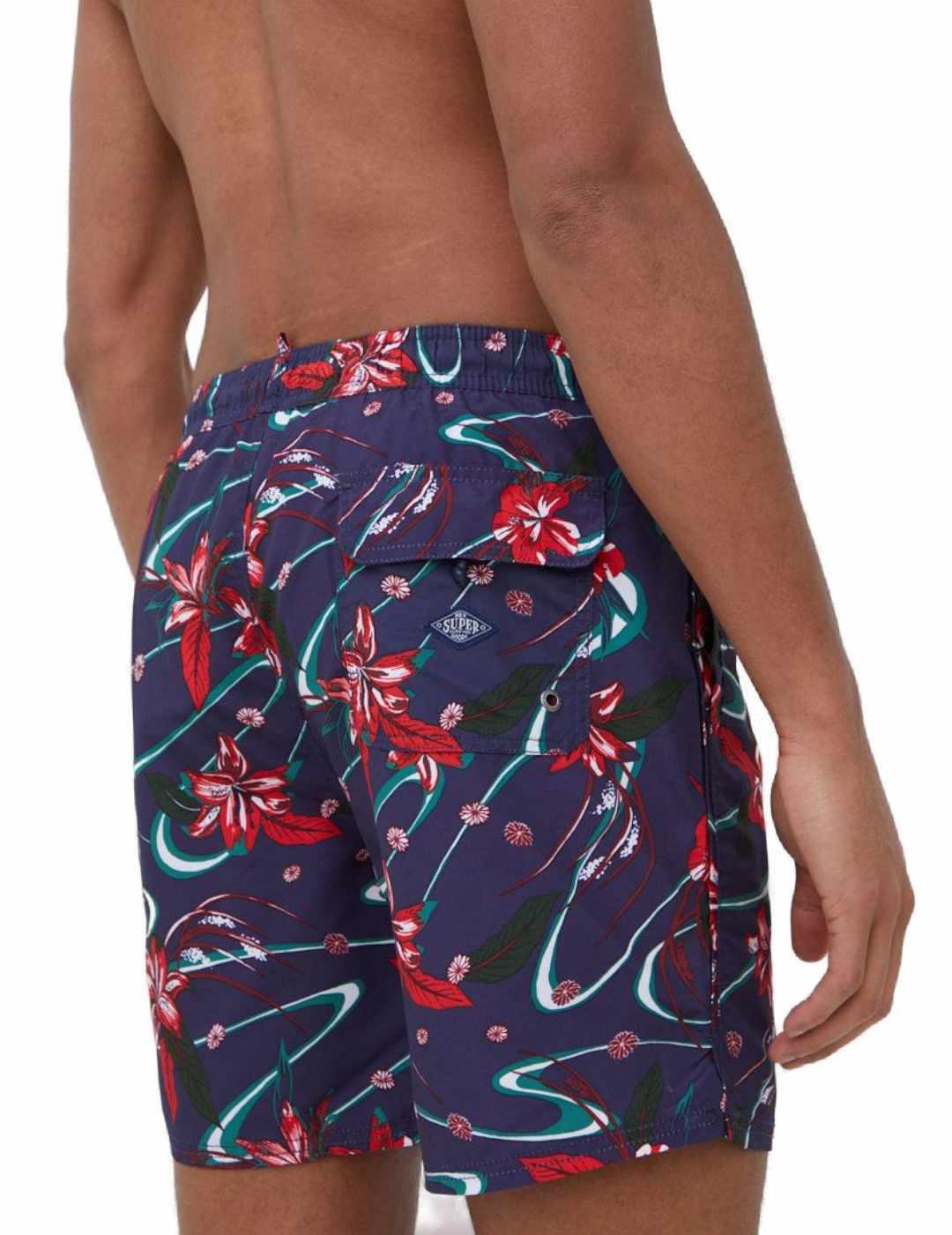 Bañador Superdry Hawaiian marino para hombre-a