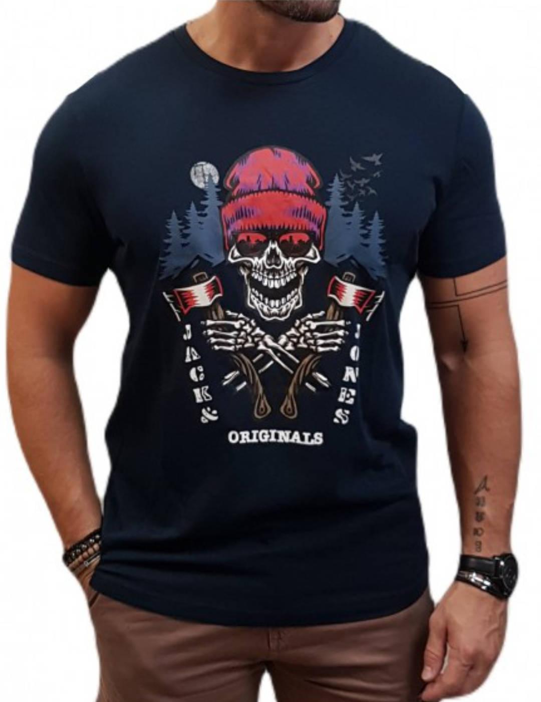 Camiseta Jack & Jones Jorcaptain SP marin hombre-b