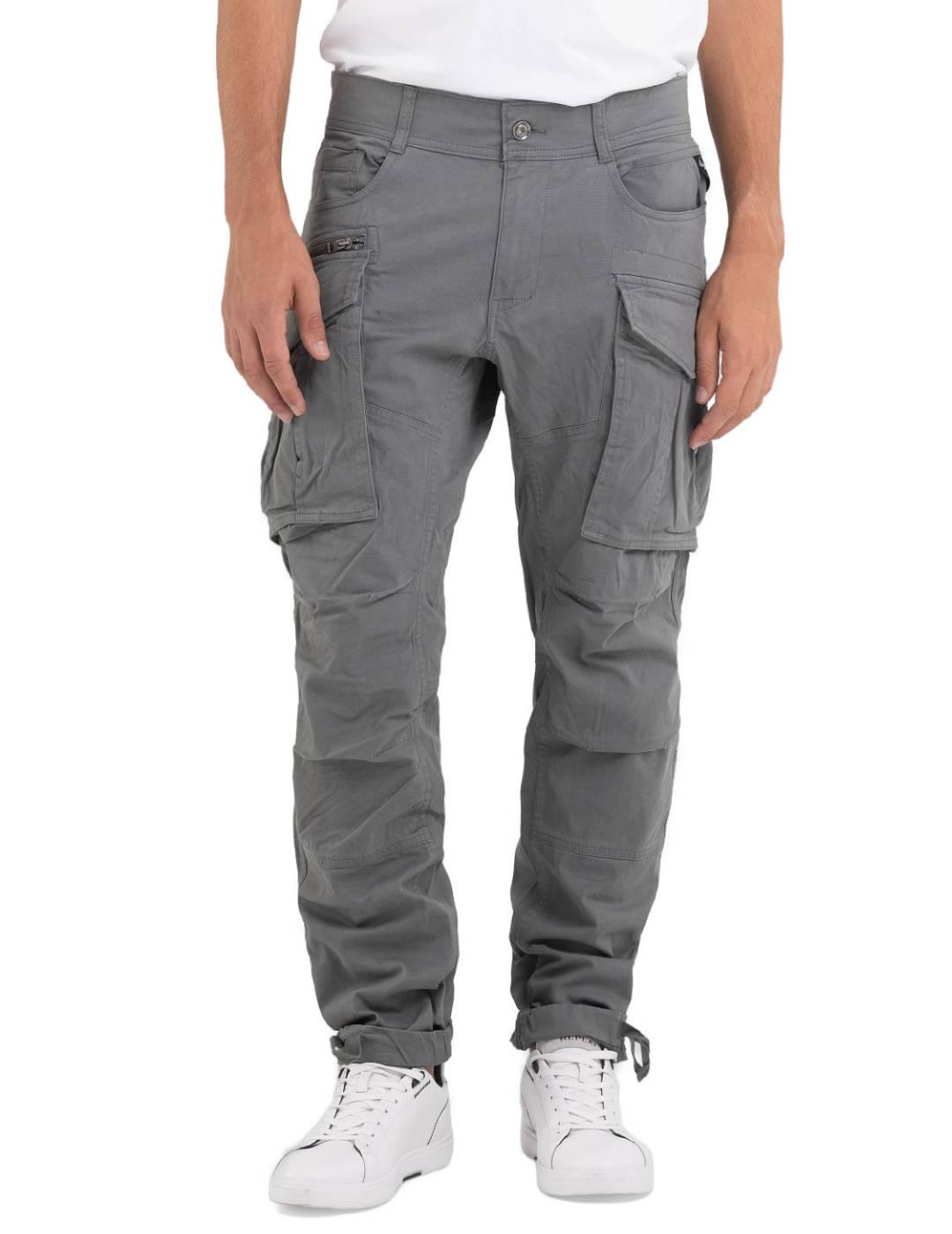 Pantalón cargo Replay gris verdoso de hombre-b