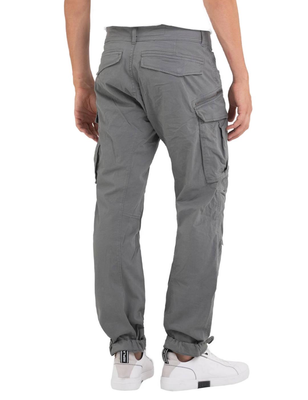 Pantalón cargo Replay gris verdoso de hombre-b