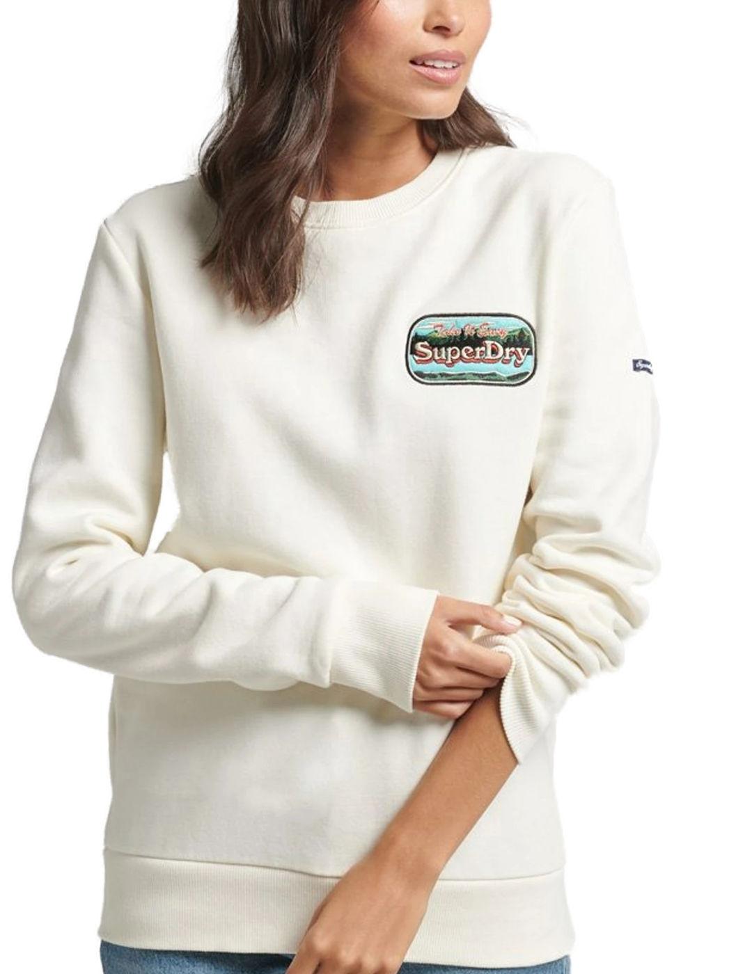 Sudadera Superdry Vintage travel blanca de mujer-b