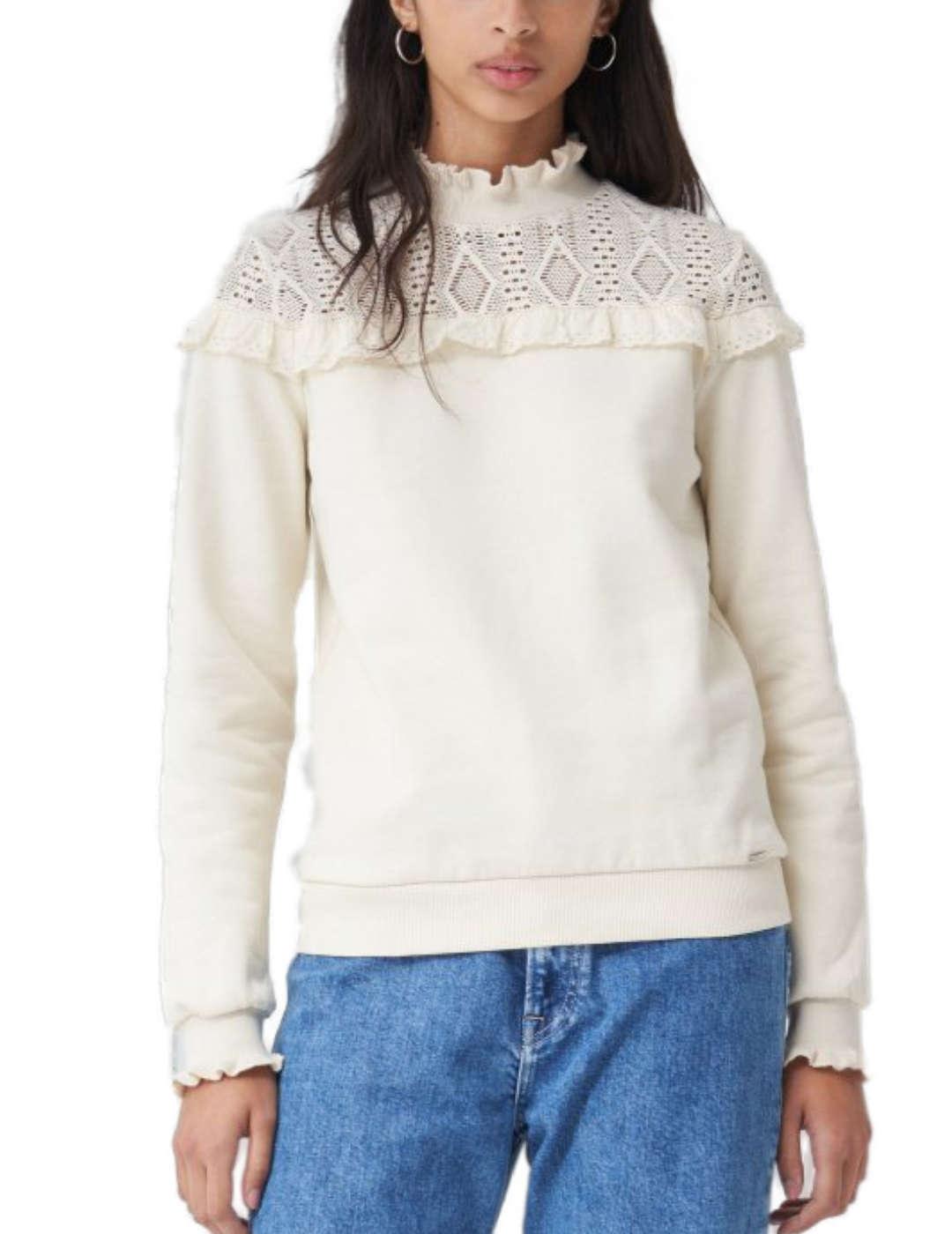 Sudadera Salsa con detalle de encaje de mujer-b