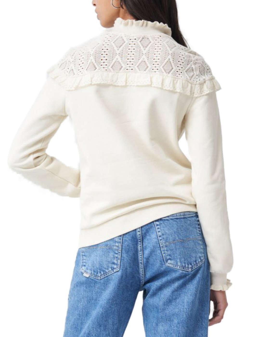 Sudadera Salsa con detalle de encaje de mujer-b