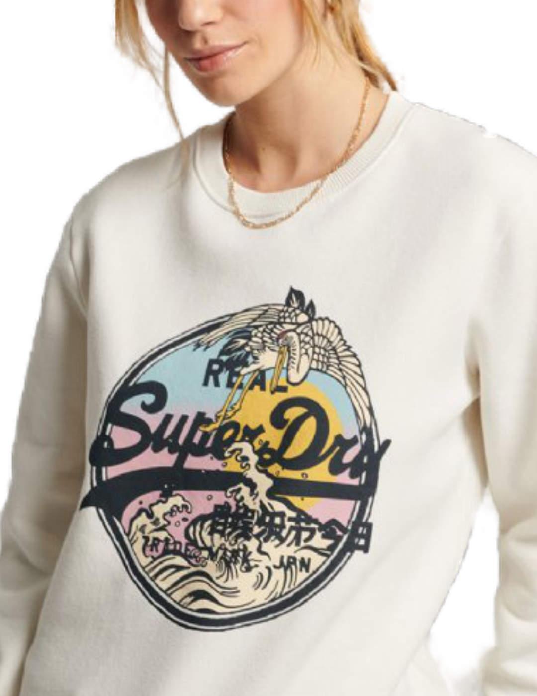 Sudadera Superdry Narrative beige para mujer-a