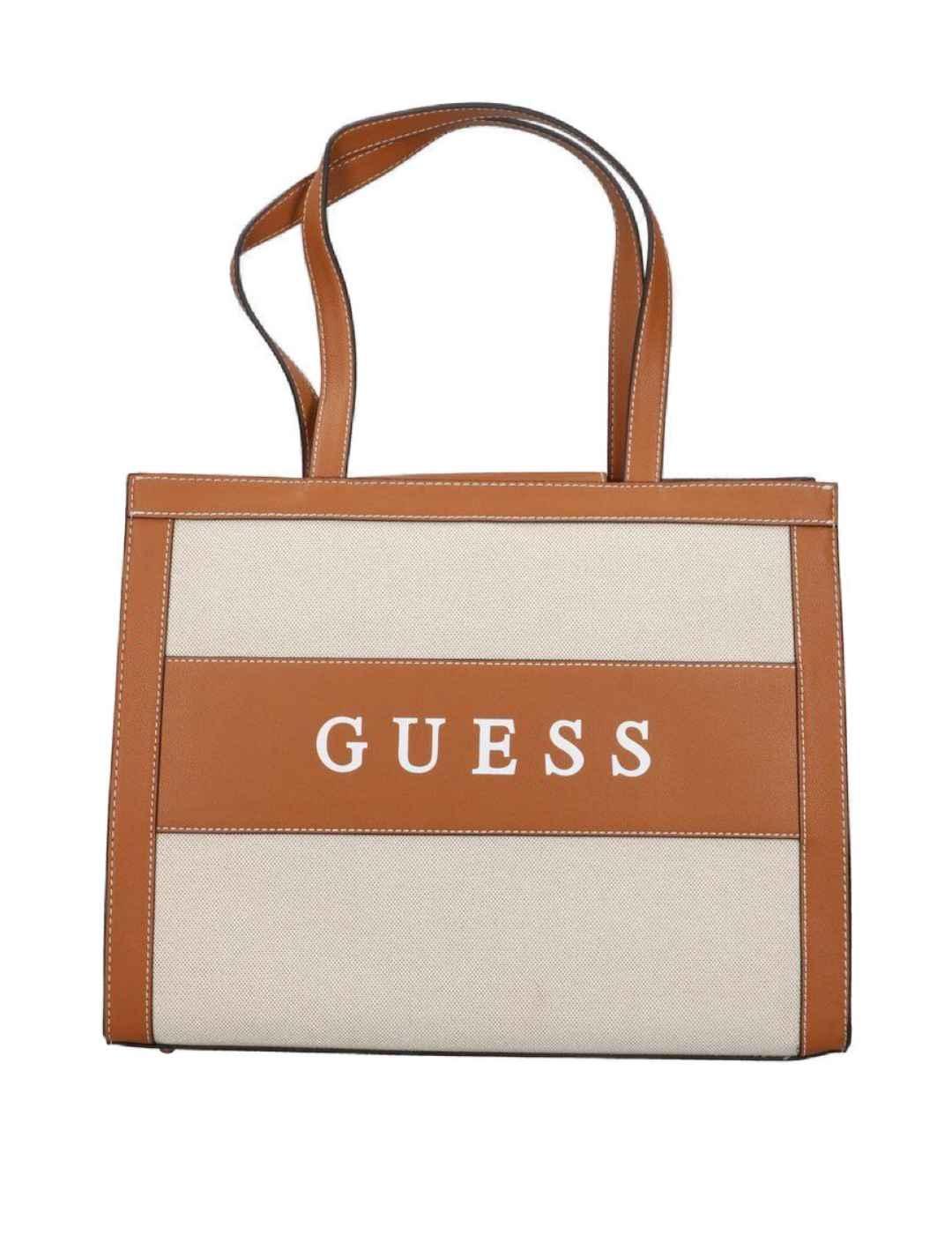 Bolso Guess Monique beige y camel para mujer -b