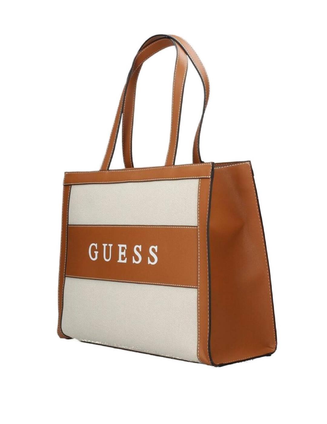 Bolso Guess Monique beige y camel para mujer -b