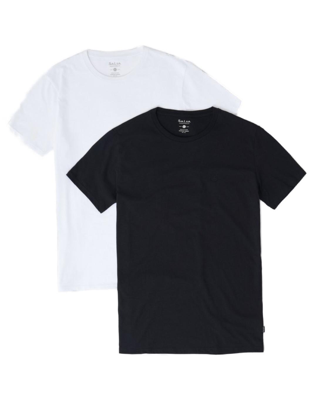 Pack de 2 camisetas Salsa blanco y negro hombre-a