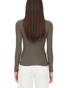 Camiseta Only manga larga de canalé marrón para mujer