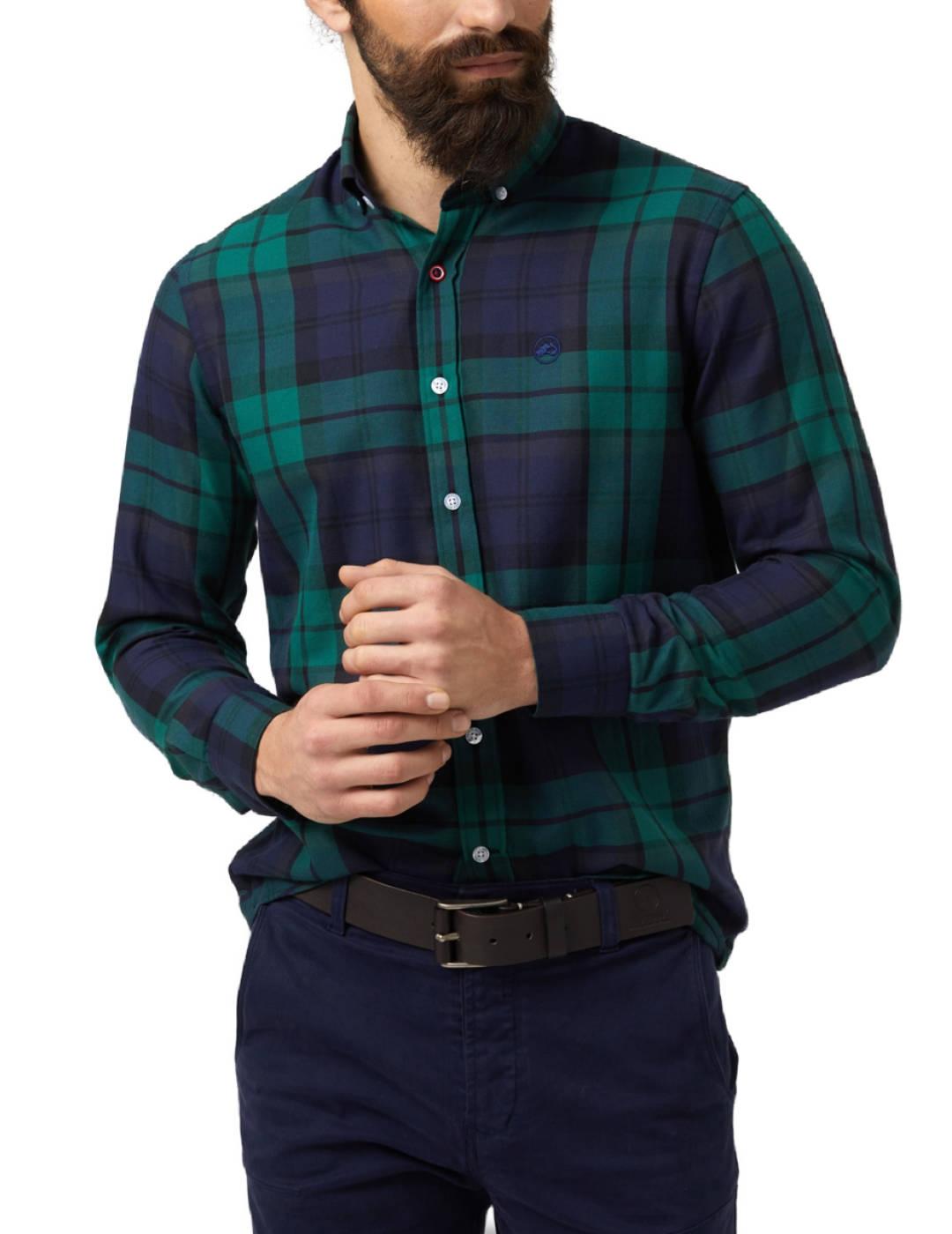 Camisa Altonadock verde marino para hombre -b