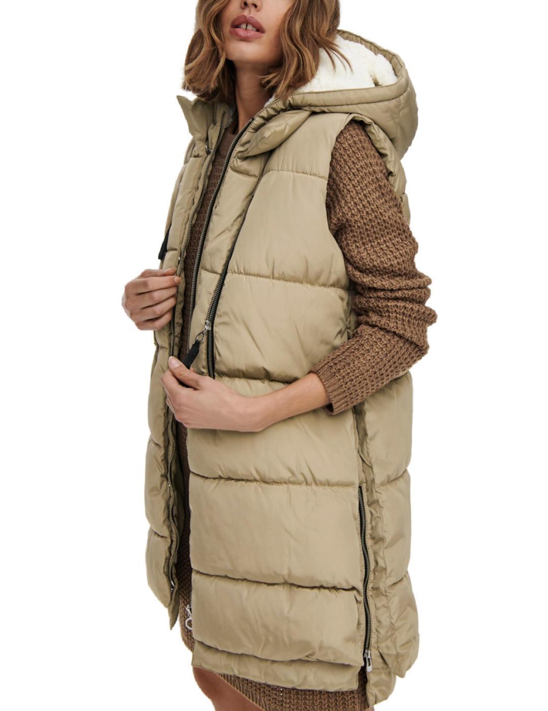 Chaleco Only Nora beige para mujer -b