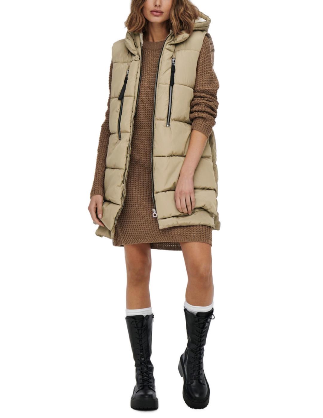 Chaleco Only Nora beige para mujer -b