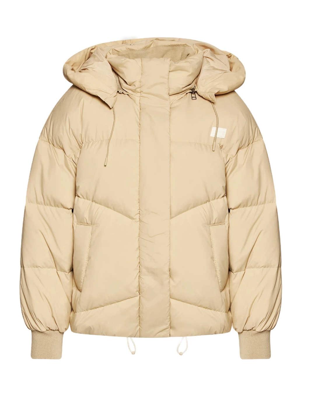 Abrigo Levis puffer color crema para mujer-b