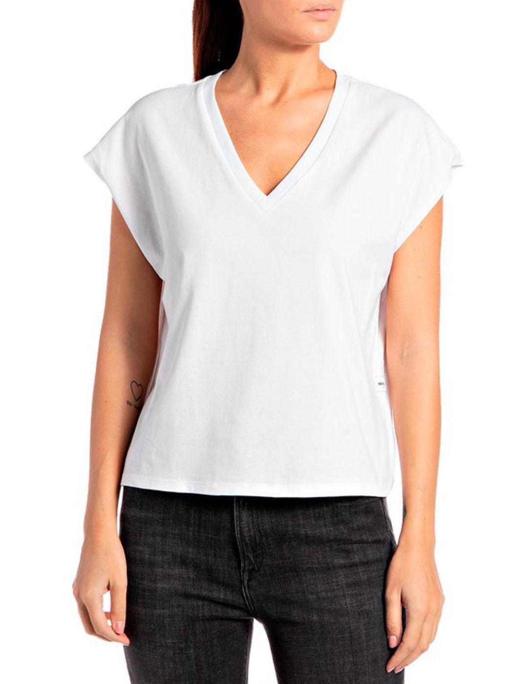 Camiseta Replay blanca  para mujer -b