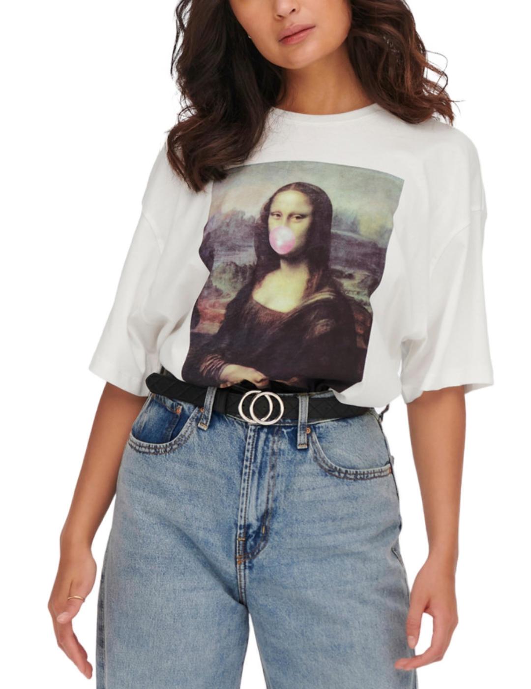Camiseta Only Monalisa blanco para mujer -b