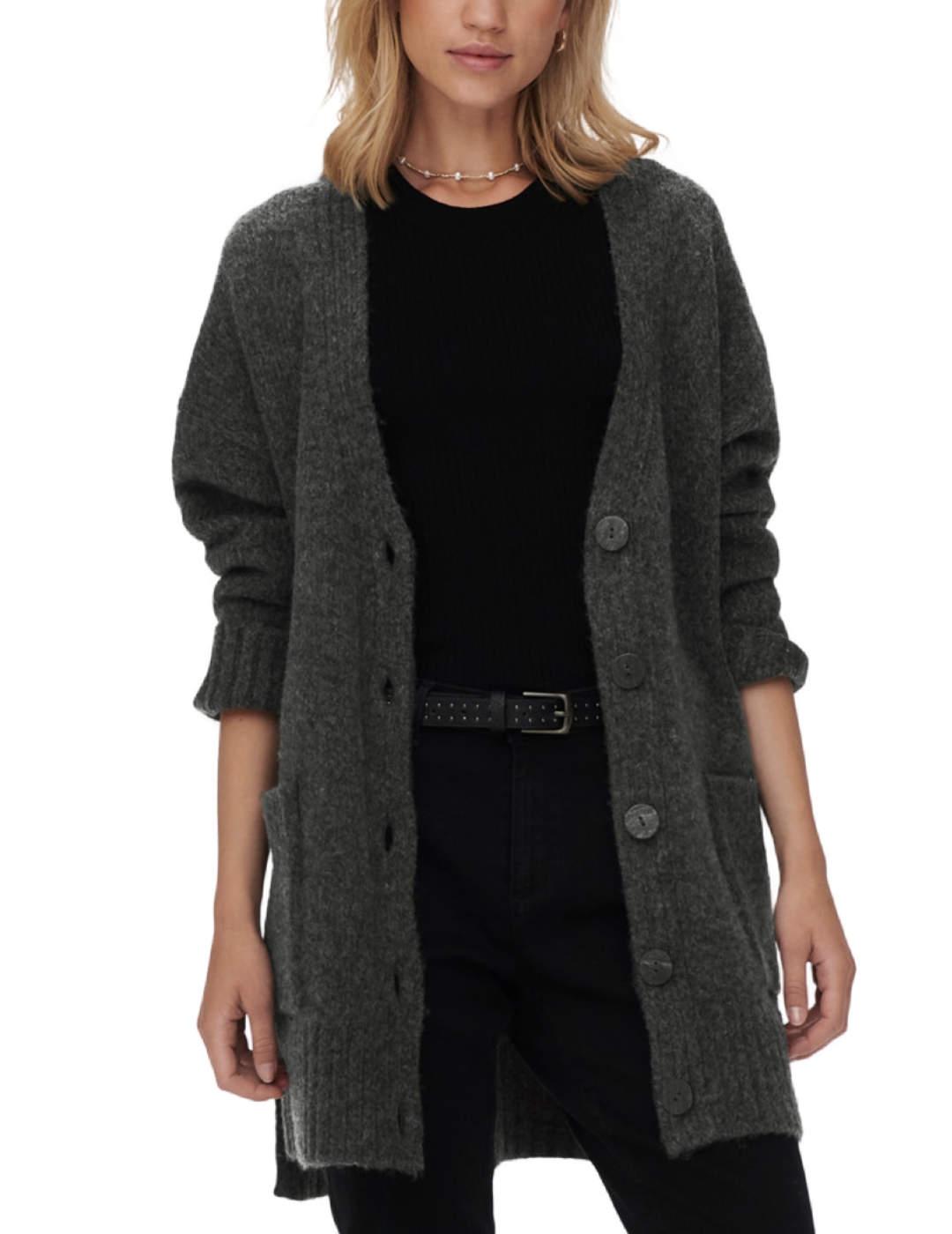 Cardigan Only Airy gris oscuro para mujer -b
