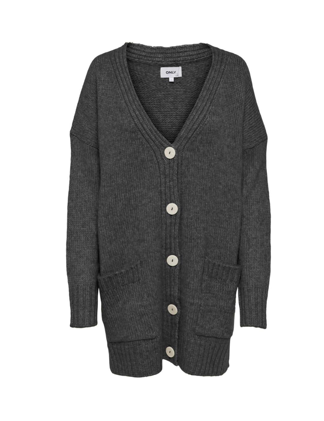 Cardigan Only Airy gris oscuro para mujer -b