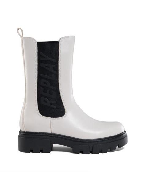 Bota Replay chelsea blanco y negro para mujer b