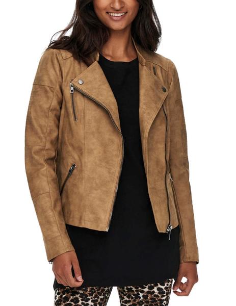 Chaqueta de ante con cremallera Color Camel, Chaquetas Mujer