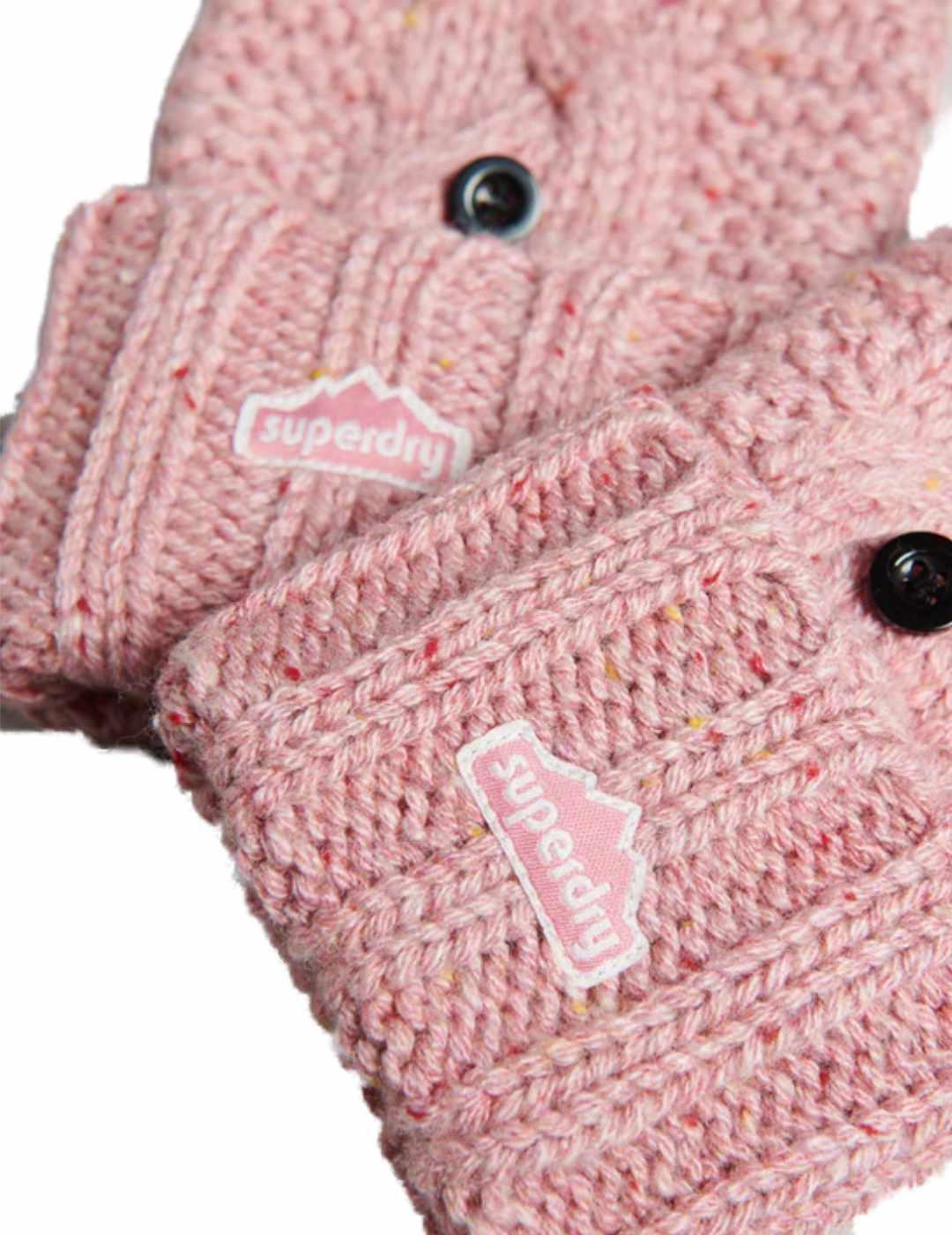 Guantes Superdry Vintage cable rosa de mujer-b