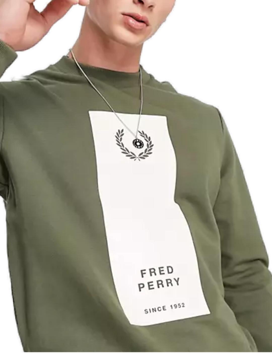 Sudadera Fred Perry Block verde para hombre -b