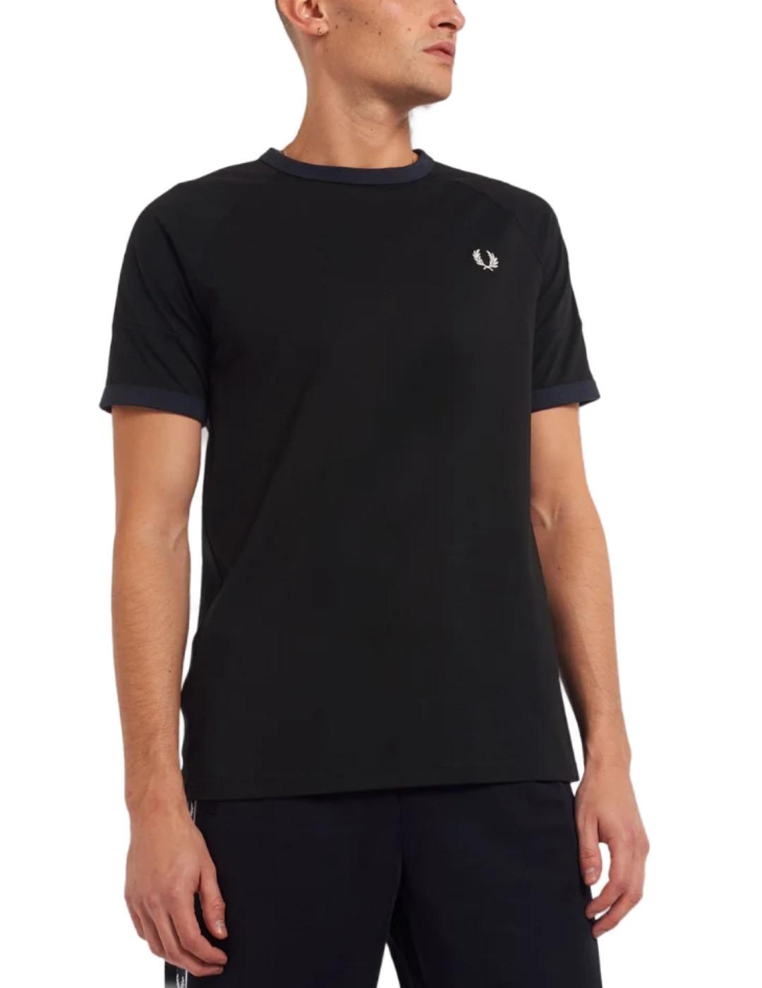 Camiseta Fred Perry negra y marino para hombre -b