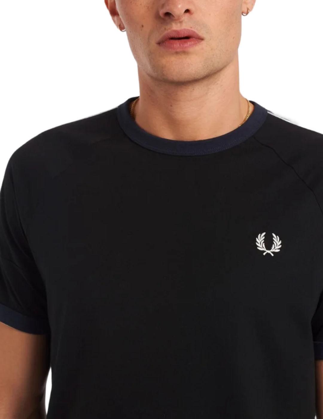 Camiseta Fred Perry negra y marino para hombre -b