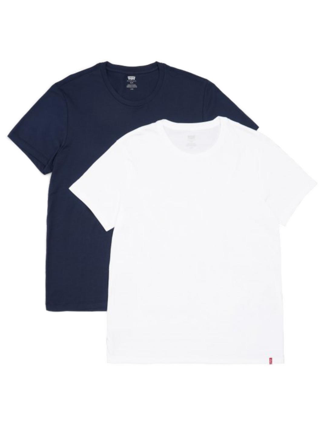 Pack de 2 camisetas levis marino y blanco hombre-v