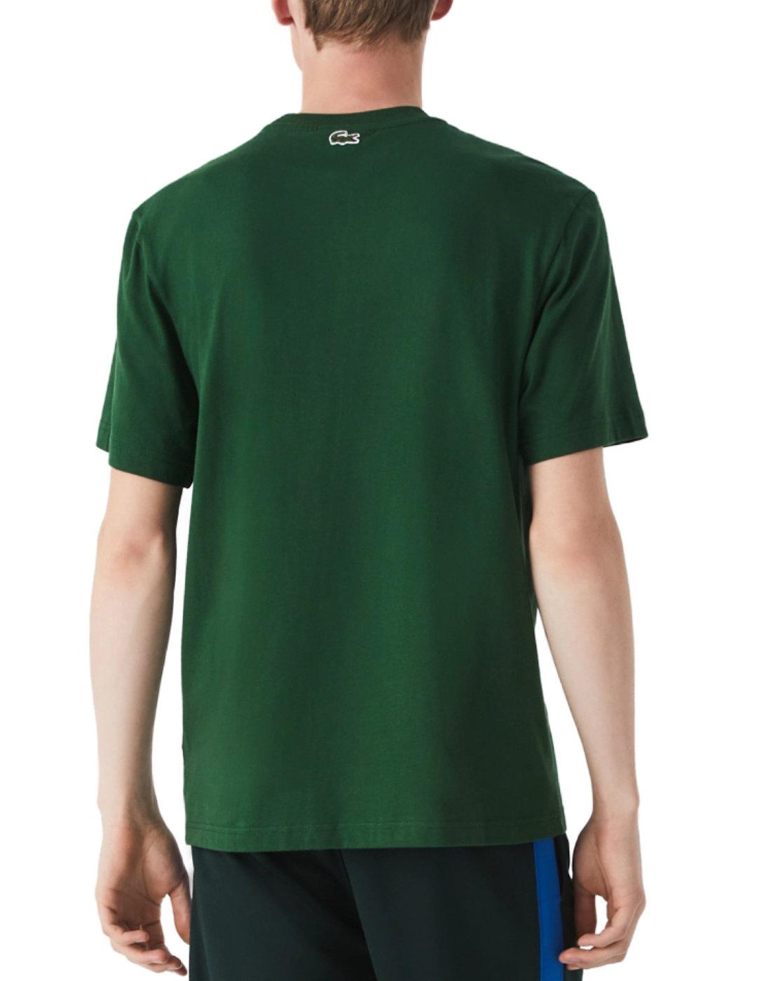 Camiseta Lacoste verde logo blanco de hombre-b