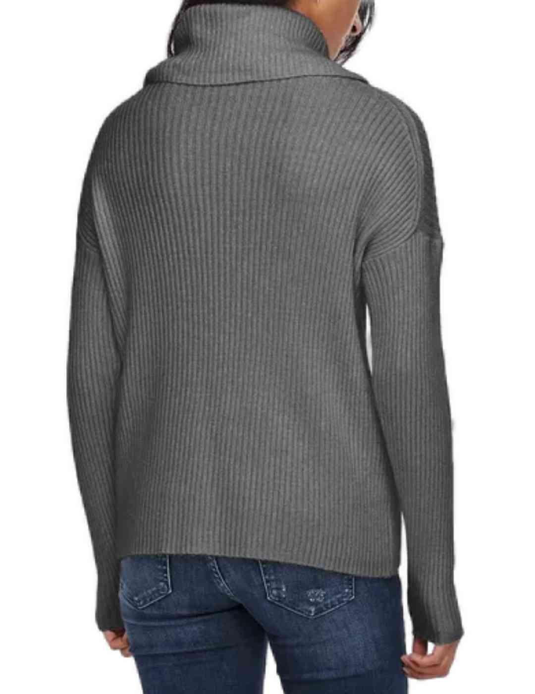 Jersey Only Katia cuello alto gris para mujer-b