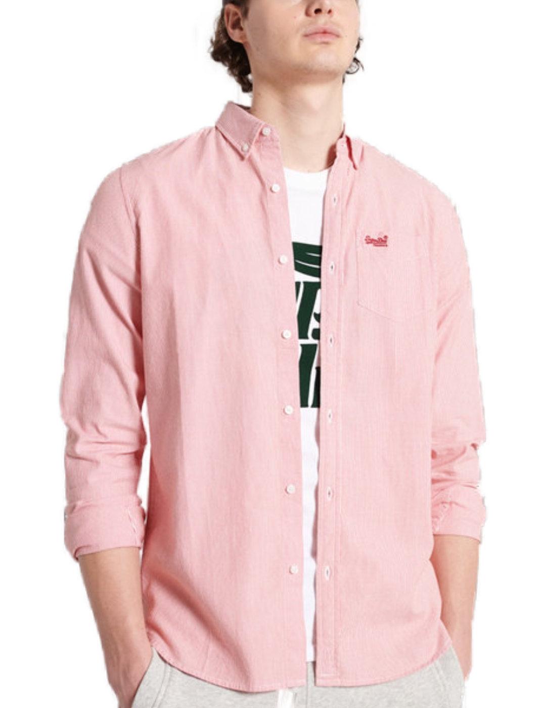 Camisa Superdry de rayas rojas y manga larga  para hombre-x