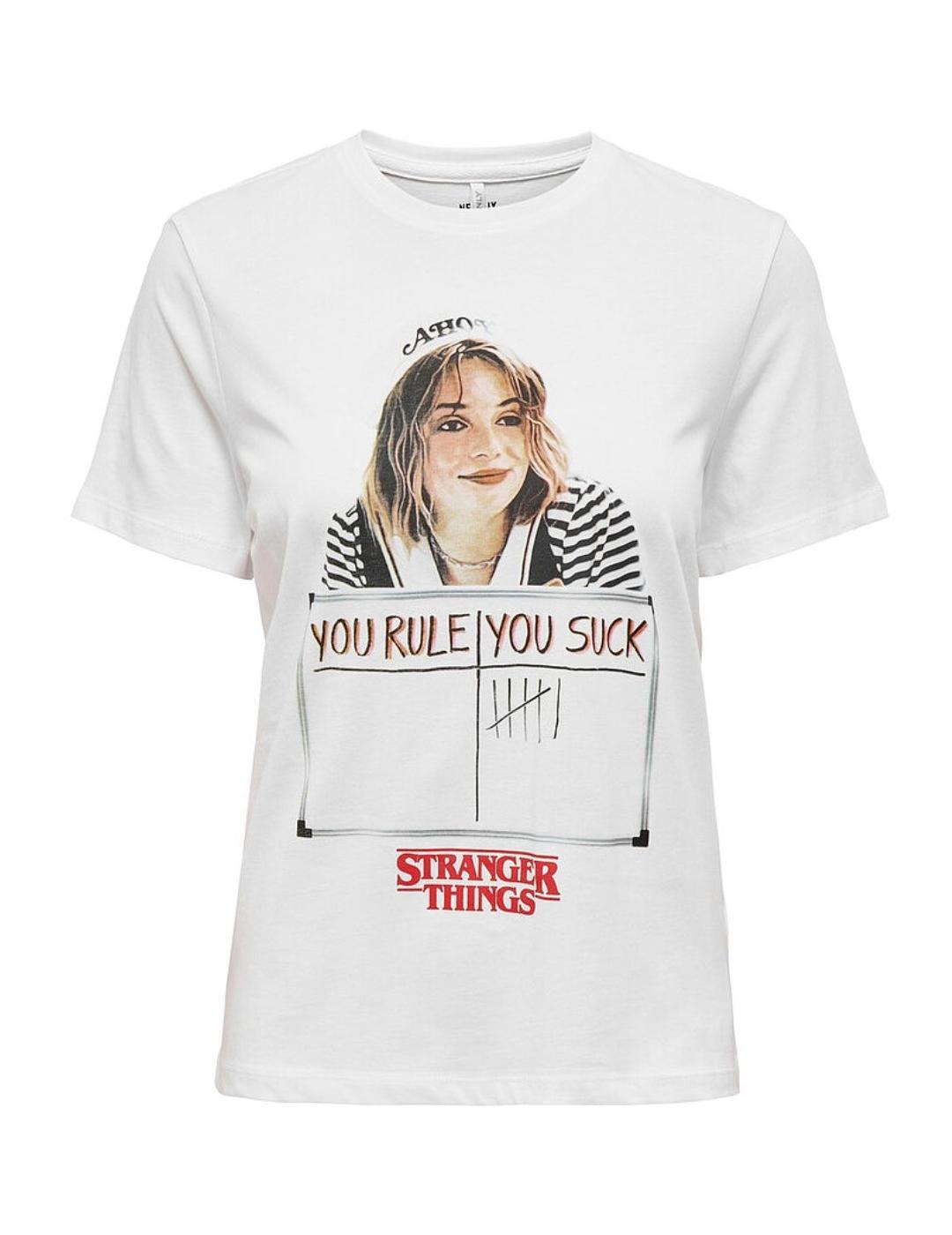 Camiseta Only Stranger Things blanco para mujer-b