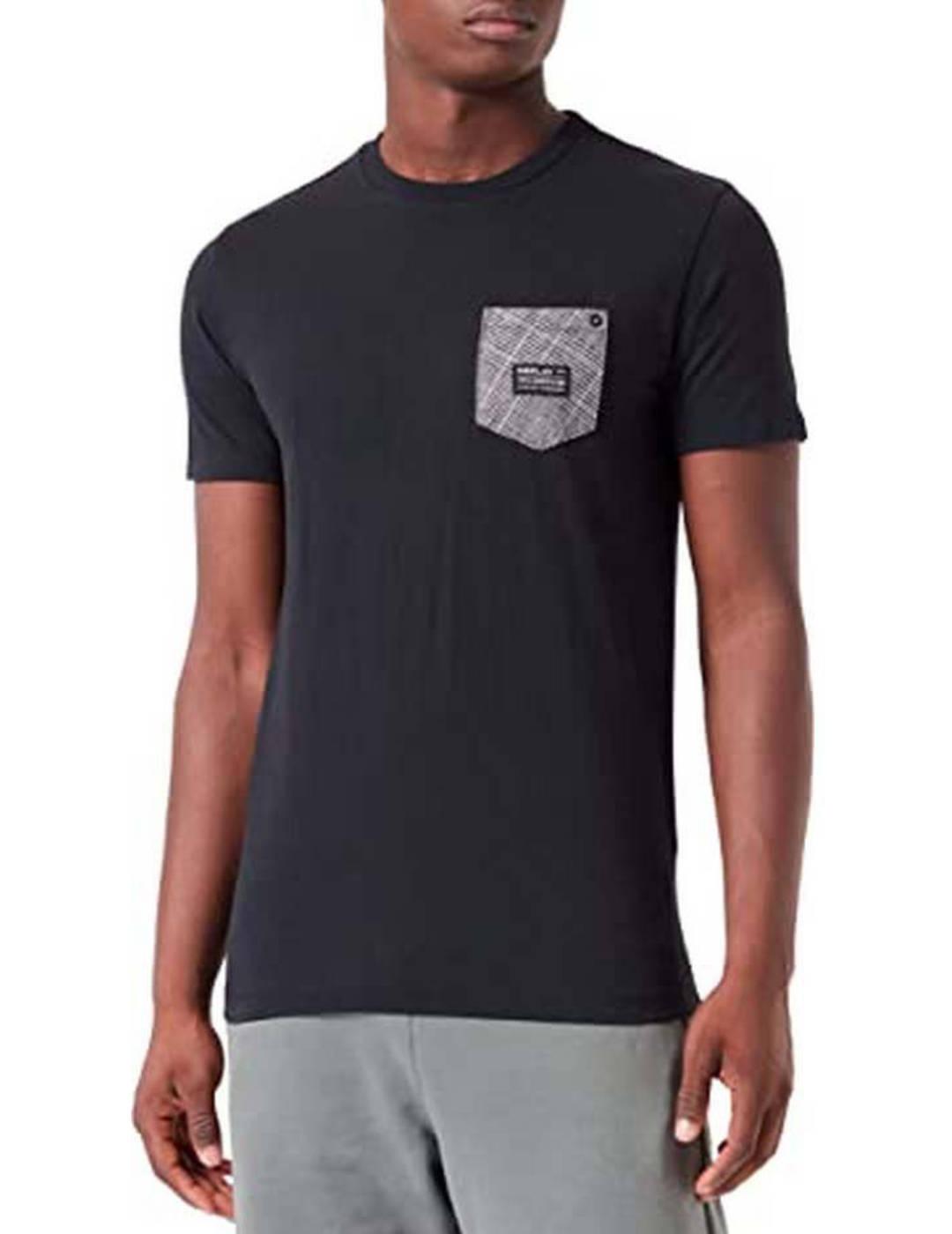 Camiseta Replay negra con bolsillo para hombre-b