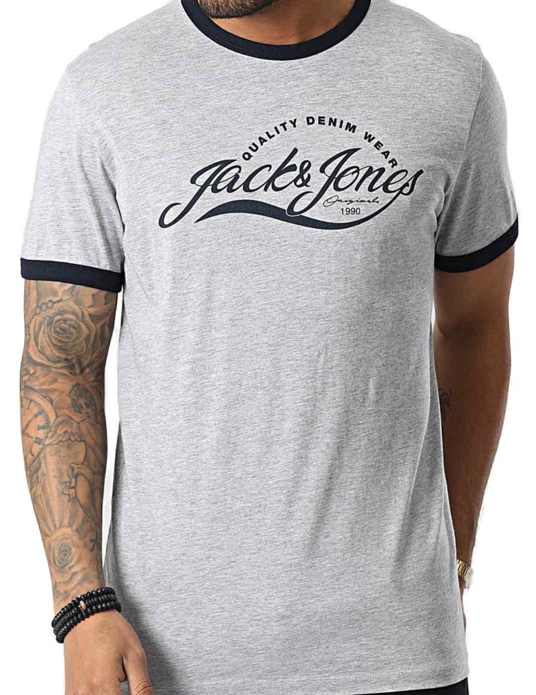 Camiseta Jack&Jones Mbappe gris para hombre-b