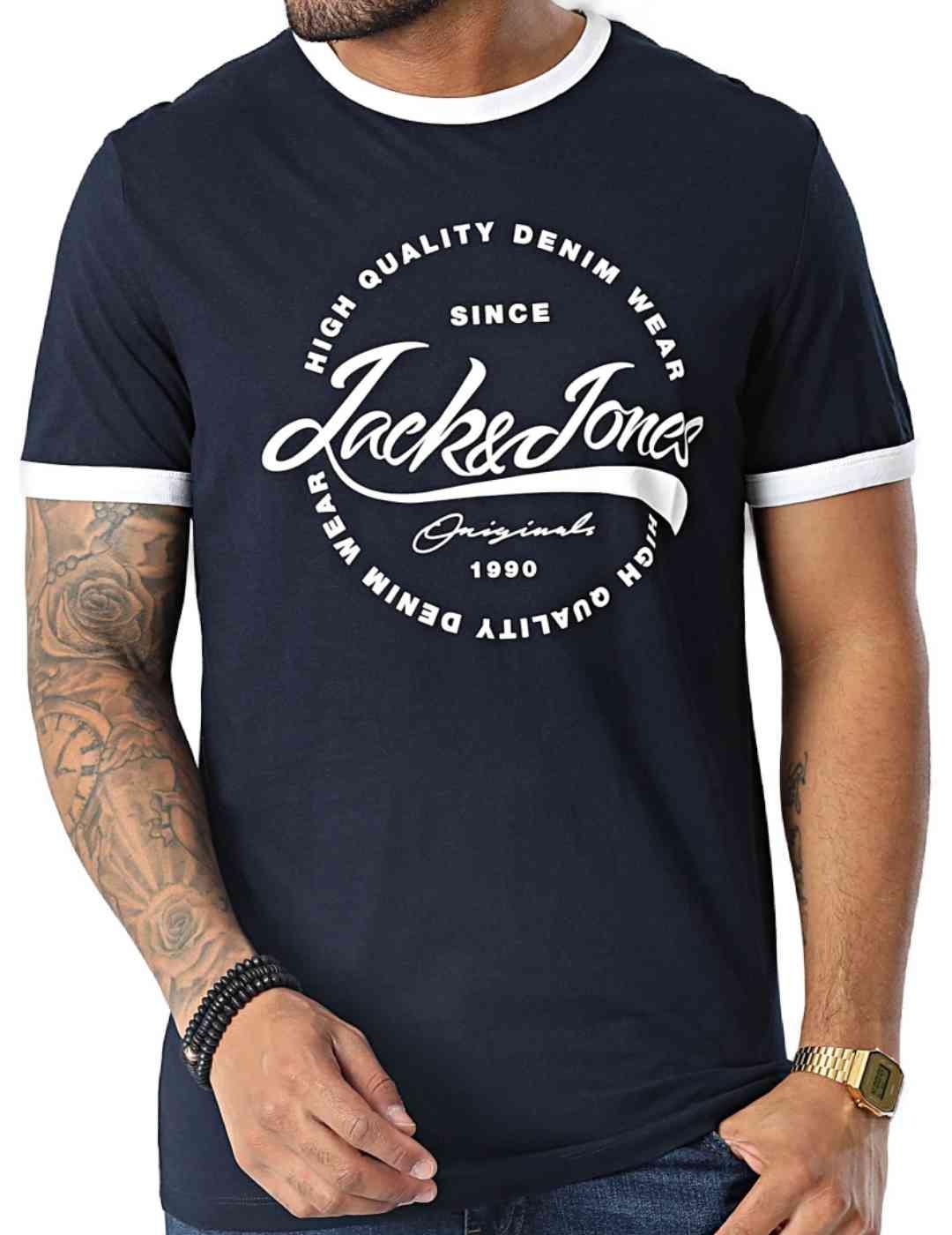 Camiseta Jack&Jones Mbappe marino para hombre-b