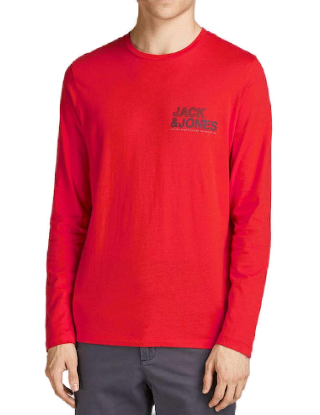 Camiseta Jack&Jones manga larga roja de hombre-z