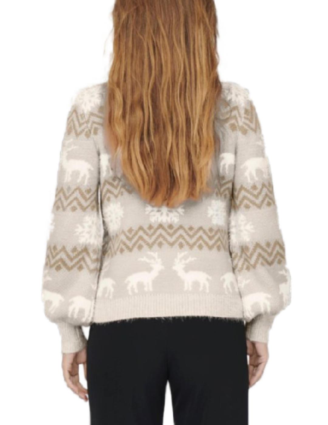 Jersey Only Xmas beige para mujer -b