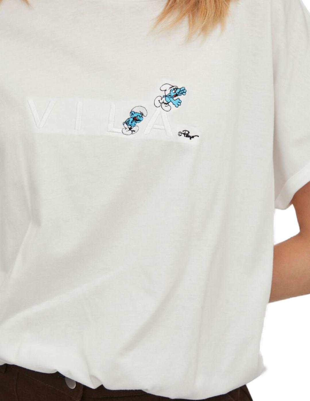 Camiseta Vila Smurfy blanca para mujer-b