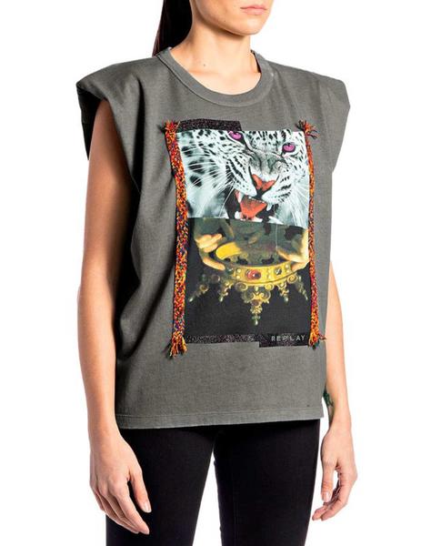Camiseta gris online oscuro mujer