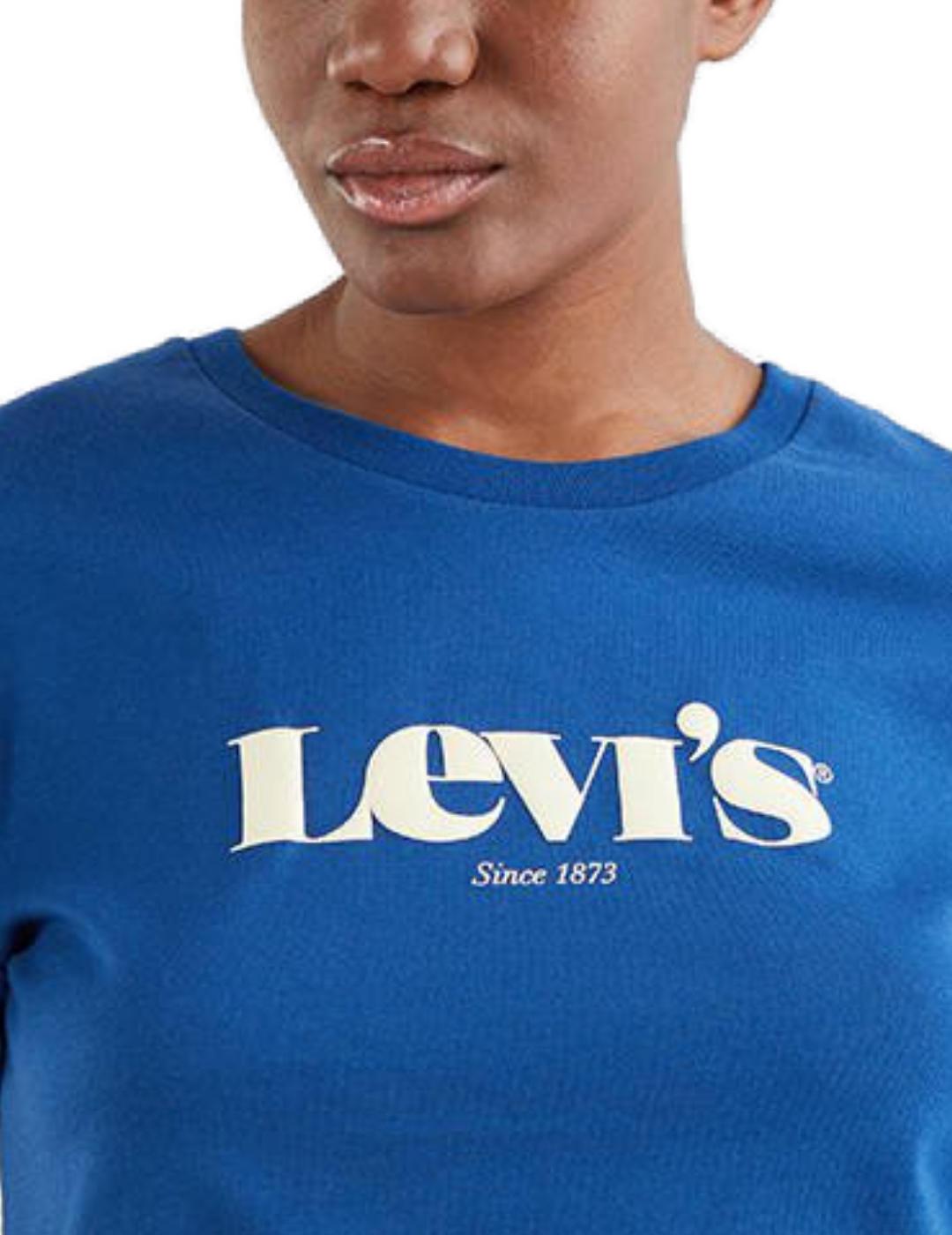 Camiseta levis logo manga corta azul mujer -y
